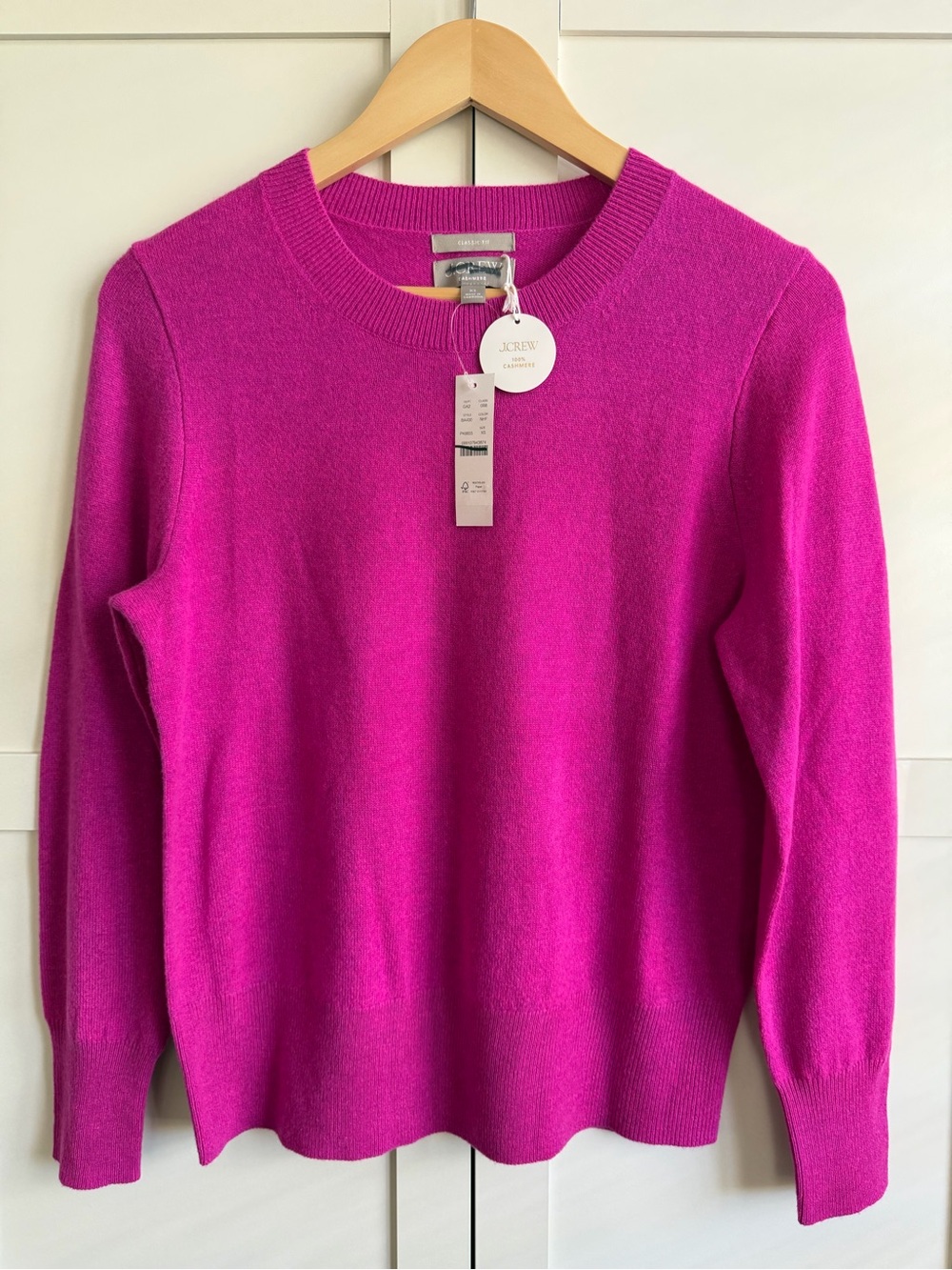 J.Crew Cashmere Classic-Fit Crewneck Sweater in Bright Pink Size XS